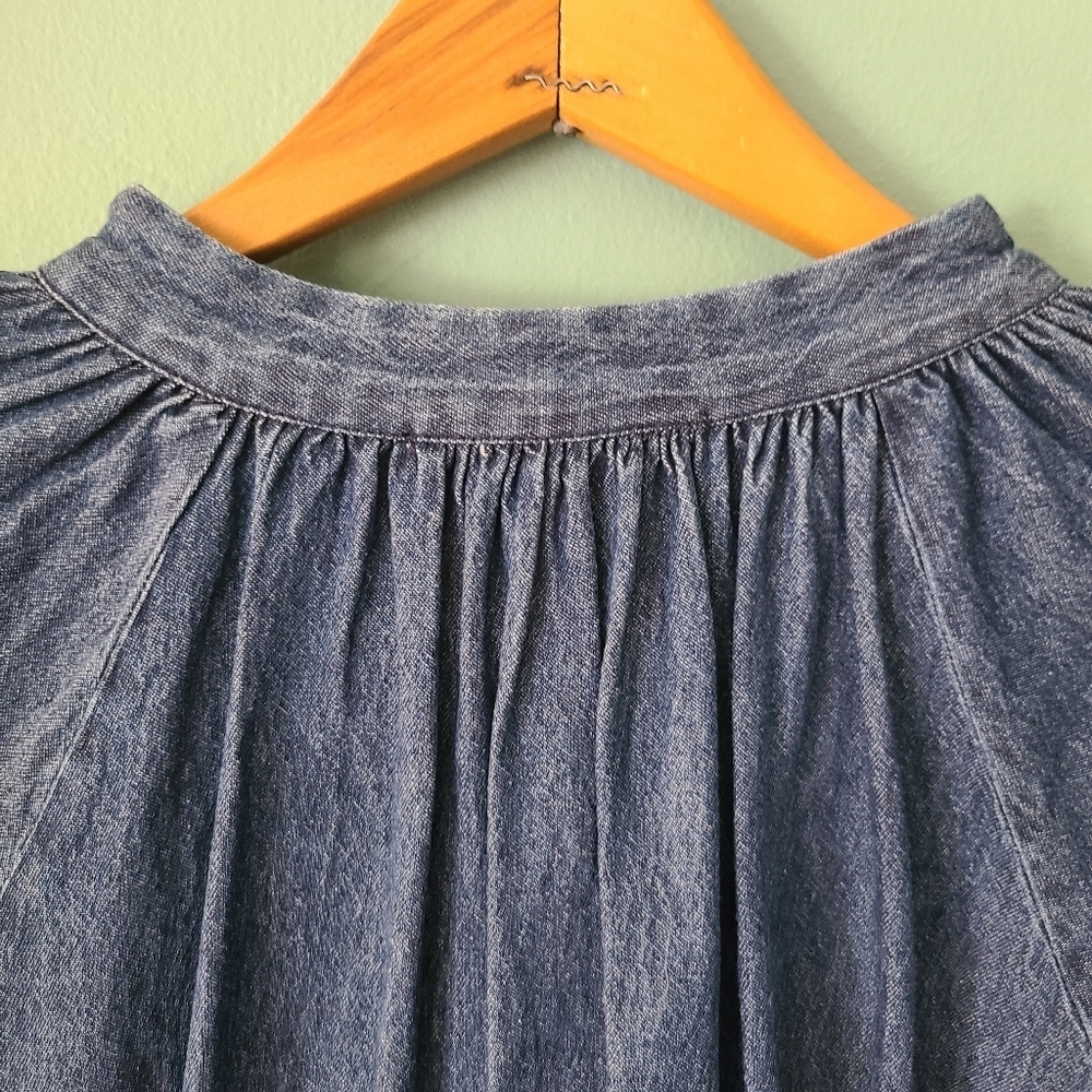 ne Quittezpas Denim Long Sleeve Boho Top Size Small with Tassels - Picture 7 of 9